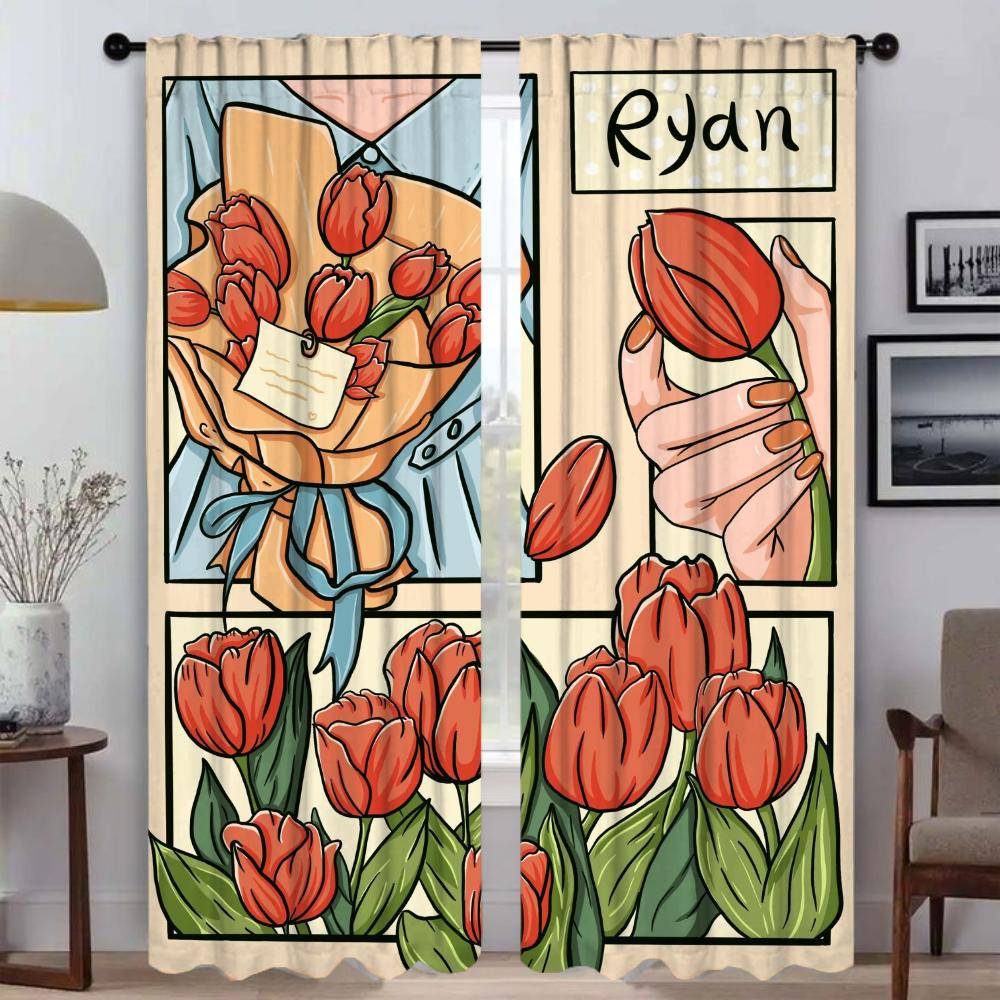 Cute Picture Curtains for Living Room Curtain for Room 2 Panel Shades Halloween Decoration Partition Home Interior Curtains