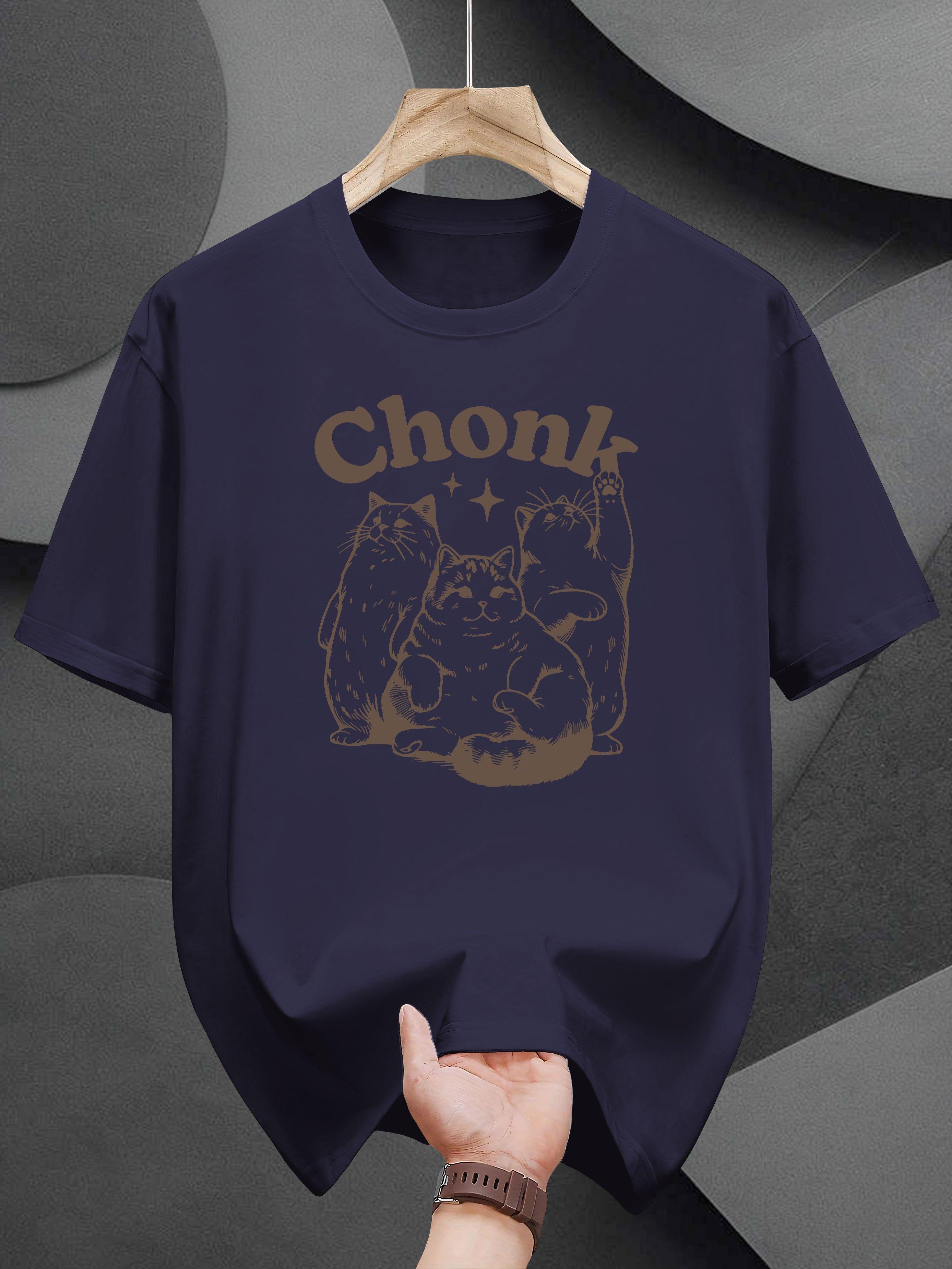 Graphic T-shirt - Casual Summer Tee with Chonk Cat Design L