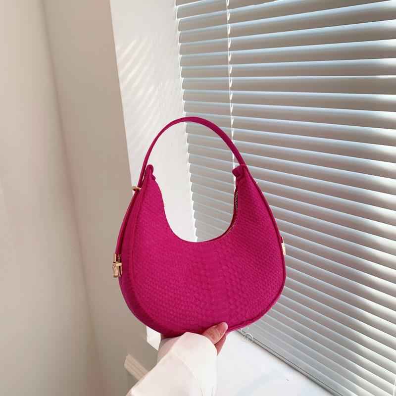 Chic Minimalist Crescent Bag For Women In Black Pink Orange Green And Brown Colors