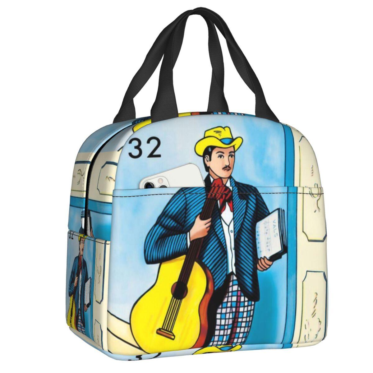 Custom El Alacran Scorpion Loteria Card Mexican Bingo Lottery Insulated Lunch Bag for Women Leakproof Thermal Cooler Bento Box 22x20x13cm