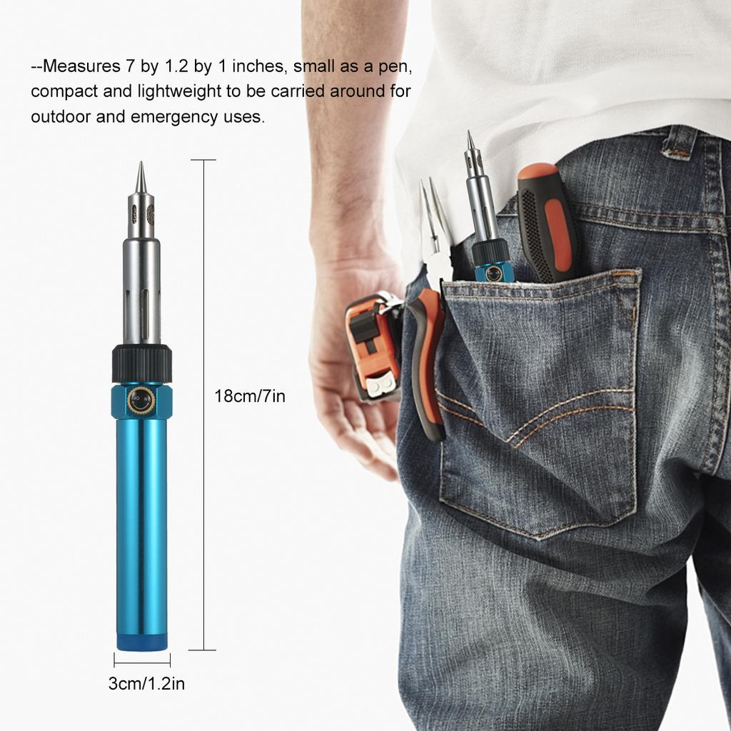 Portable Gas Soldering Iron Butane Soldering Iron Welding Torch Tool with Adjustable Flame 2370 Fahrenheit  High Temp