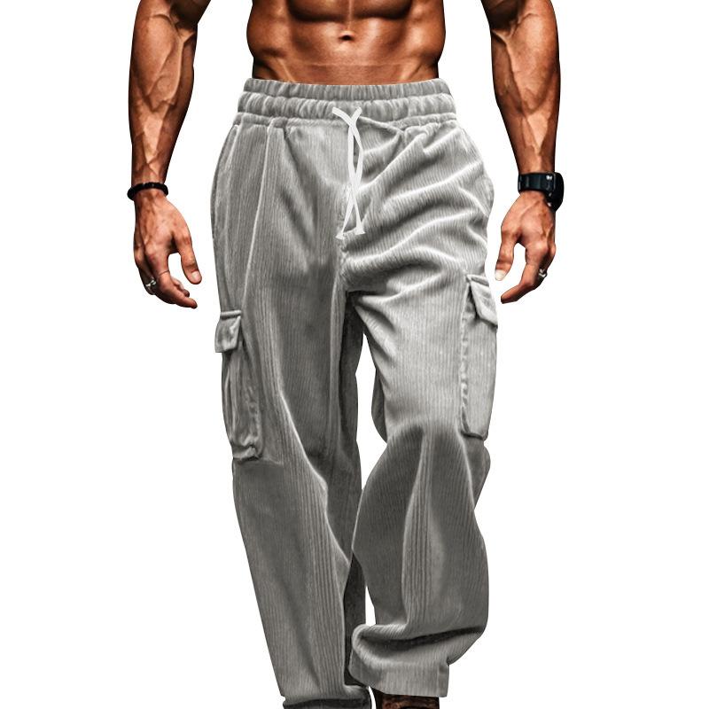 Corduroy Men's Retro American Loose Tooling Multi-pocket Straight Casual Trousers