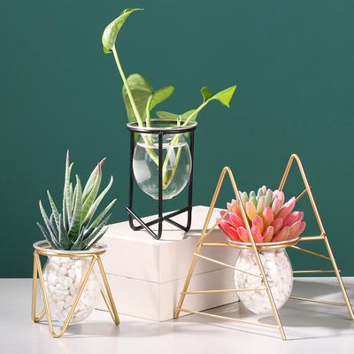Nordic Iron Line Flowers Vase Metal Plant Holder Hydroponic Plant Flower Vase Terrarium Container Desktop Tabletop Home Decor