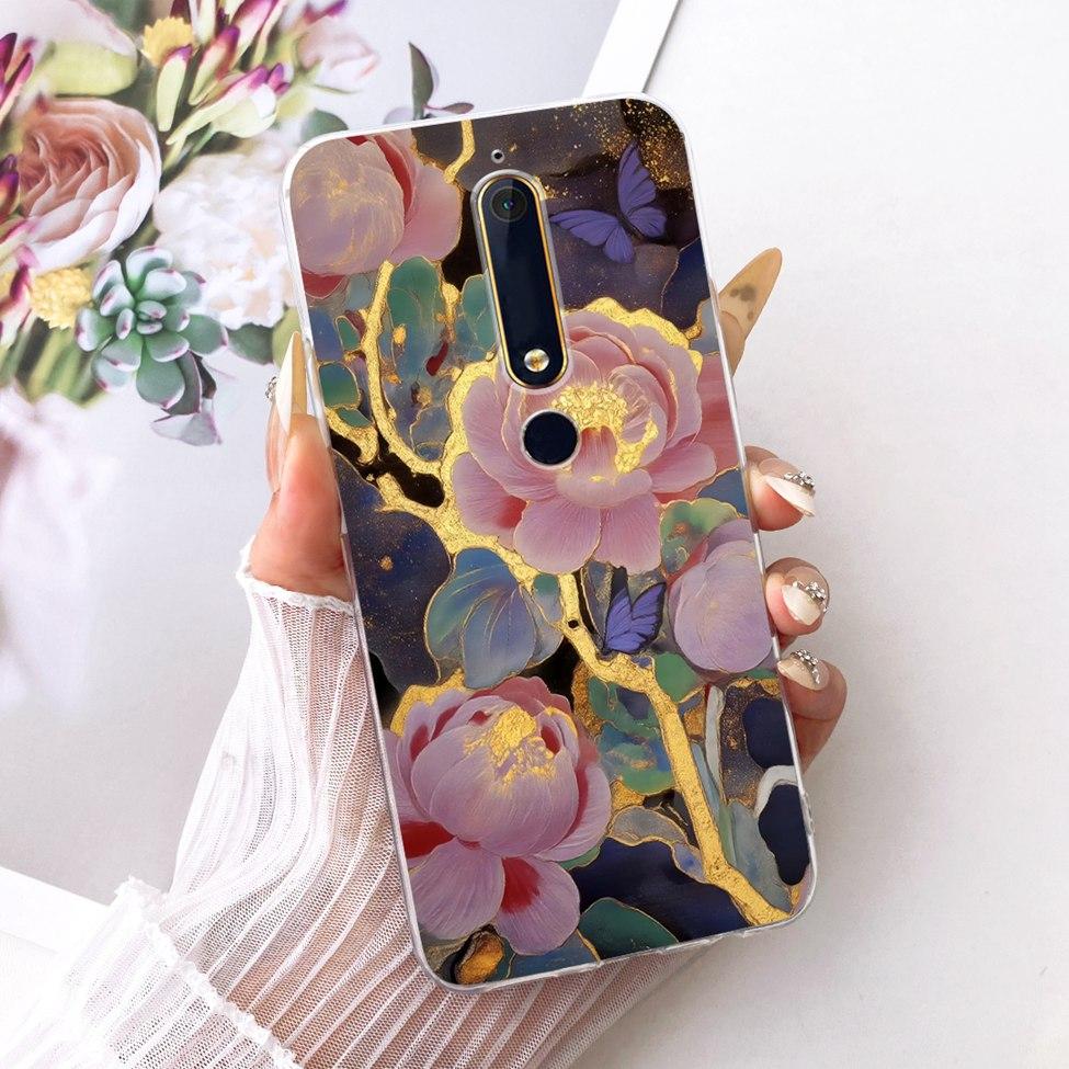 For Nokia 6 2018 Clear Case Cover Aesthetic Luxury Cute Cat Fashion Butterfly Funny Painted Phone Casing