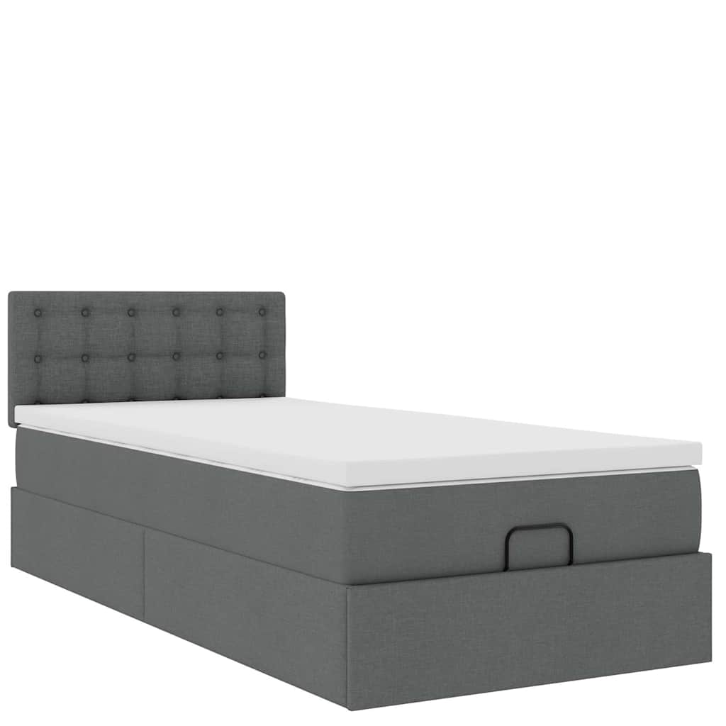 Vidaxl Struttura Letto Ottoman con Materasso, Grigia, 100x200 cm, Tessuto
