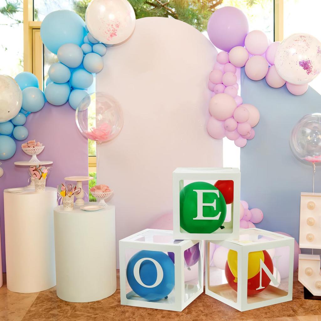 VICASKY Balloon Box Birthday Letter Set Transparent One Balloon Box 1st Year Old Decoration Alphabet Balloon Party Decoration Birthday Reception
