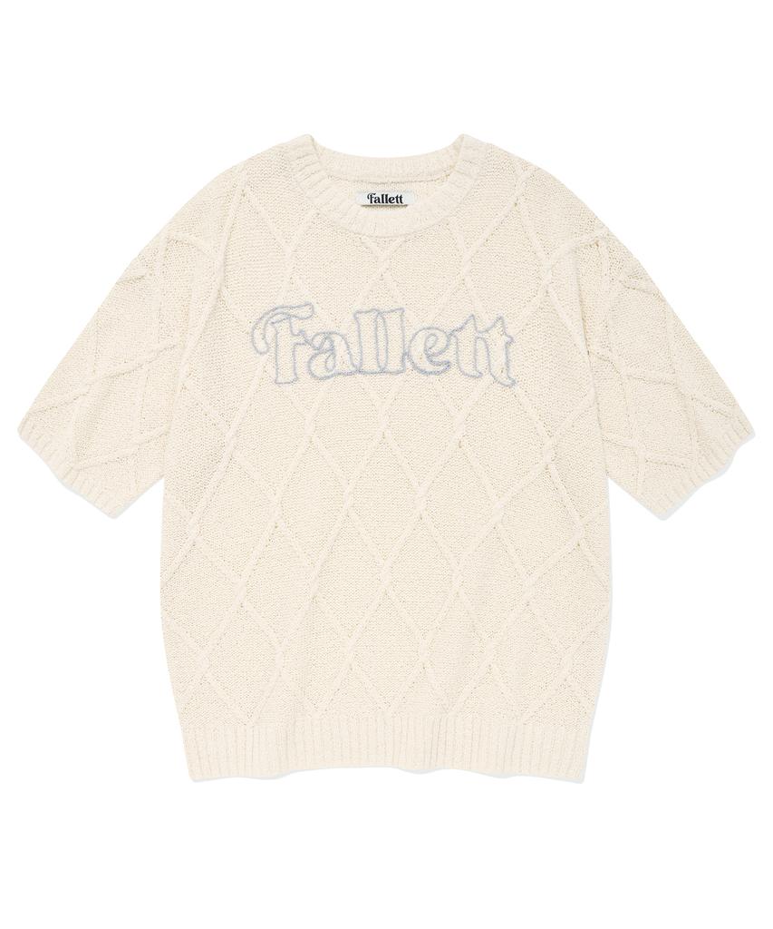 FALLETT Story Logo Argyle Summer Knit Ivory