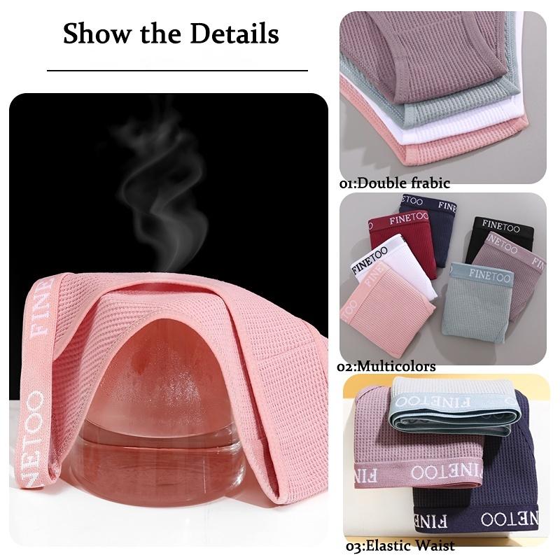 FINETOO 3 Peças/Conjunto Calcinhas Femininas Algodão Waffle Roupa Íntima Elasticidade Sexy Cintura Baixa Calcinha Lingerie Macia Respirável para Mulher