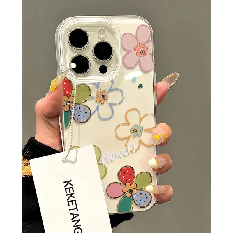 Ins dopamine flower applies to Apple iPhone17Pro mobile phone case 16/15IMD14 girl 1312