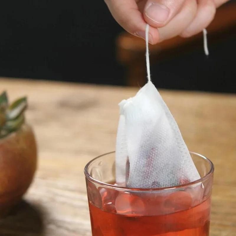 100pcs/pack Disposable Non-Woven Tea Infusers 8*10cm Filter Tea Bag Soup Chinese Medicine Herbs Cotton Yarn Cloth Bag Teaware