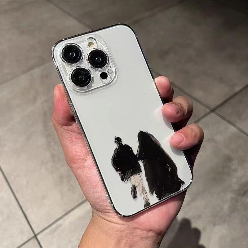 

Couple Back View Oil Painting Transparent Phone Case for iPhone 14/15 ProMax, 16 Pro, 17 – Soft Shell for Men & Women iPhone 14 Pro Max