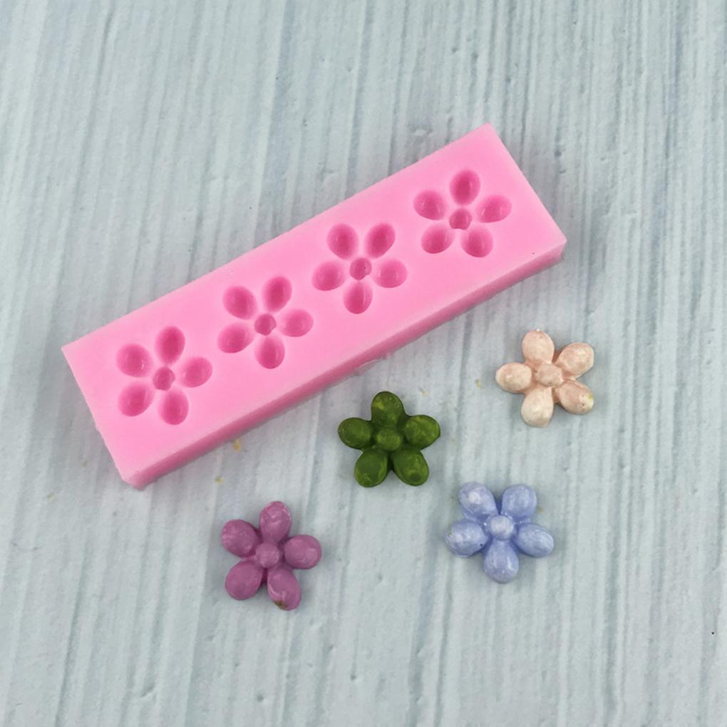 Silicone 4 Grid Flower Shape Cake Mold Romantic DIY Washable Replacement Home Kitchen Fondant Chocolate Baking Mould