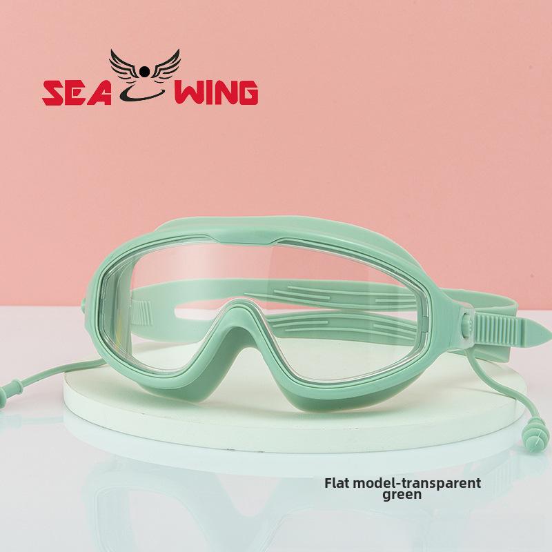 

HD водонепроницаемые и противотуманные очки для плавания с большой оправой для близорукости с цветным гальваническим покрытием - взрослые силиконовые очки для плавания