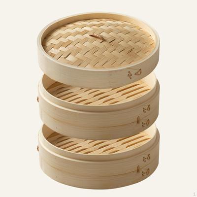 Bambu Vapur Sepeti 10 inç Börek Bao Çörekler, Dim Sum Pişirmek için