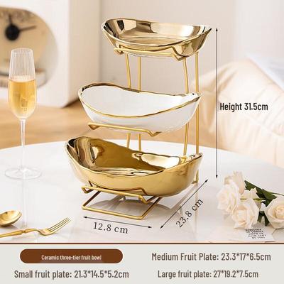 ZISIZ Three-Tier Ceramic Fruit and Snack Serving Platter