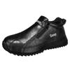 Fashion Men's Leather Casual Shoes Korean Style Fashion Lightweight Wear-resistant Comfort Zipper Soft Soled Men's Outdoor Work Shoes