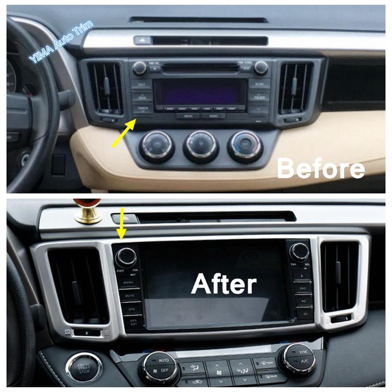 Car trument Central Control Decoration Frame Cover Trim For Toyota Rav4 Rav 4 2014 - 2018 Matte Style Interior Accessories