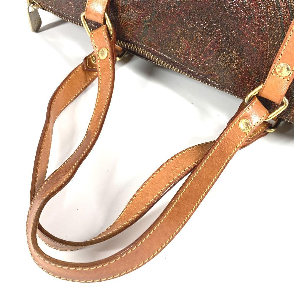 ETRO Paisley Pattern Bag Cylindrical Hand Bag PVC/Leather Brown