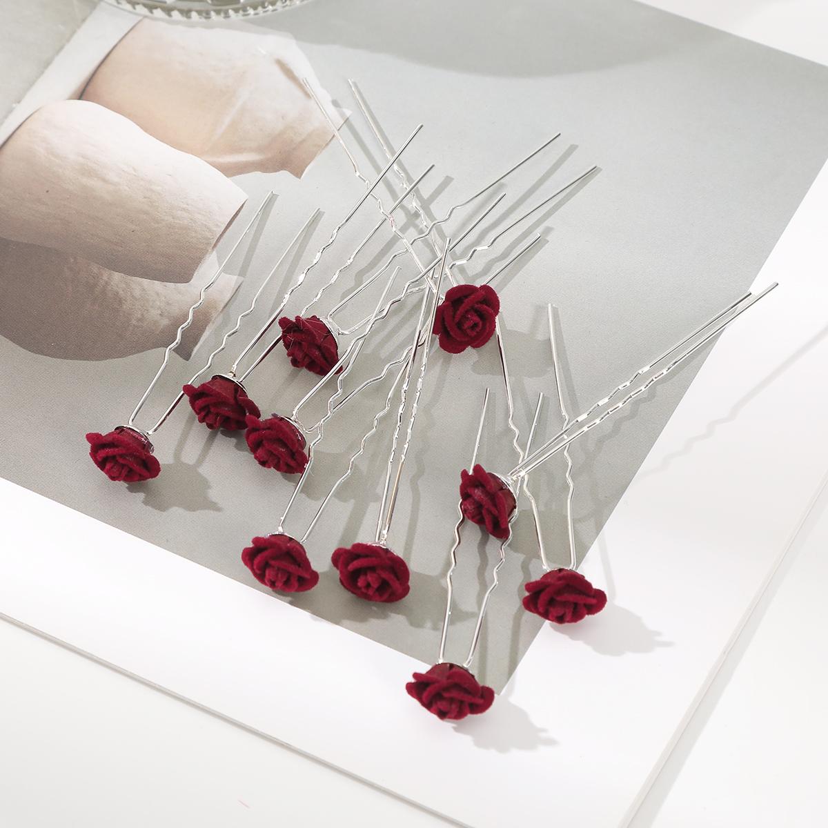 

AWAYTR Элегантная заколка для волос с флокированными розами, роскошные цветочные аксессуары для волос, повязка на голову, шпильки для волос, женские заколки для волос, модные гребни