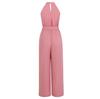 Damen Sommer Casual Einfarbig Ärmellos Neckholder Jumpsuit Lose Hohe Taille Gürtel Weite Beinhose Jumpsuits
