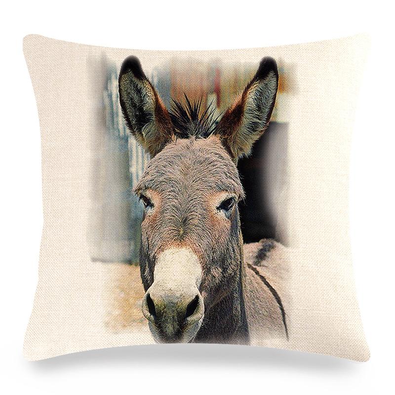 Home Decor Donkey Art: Various Scenes and Portraits Pattern Cushion Cover Suitable for Sofa Bedroom Car Pillow Cover