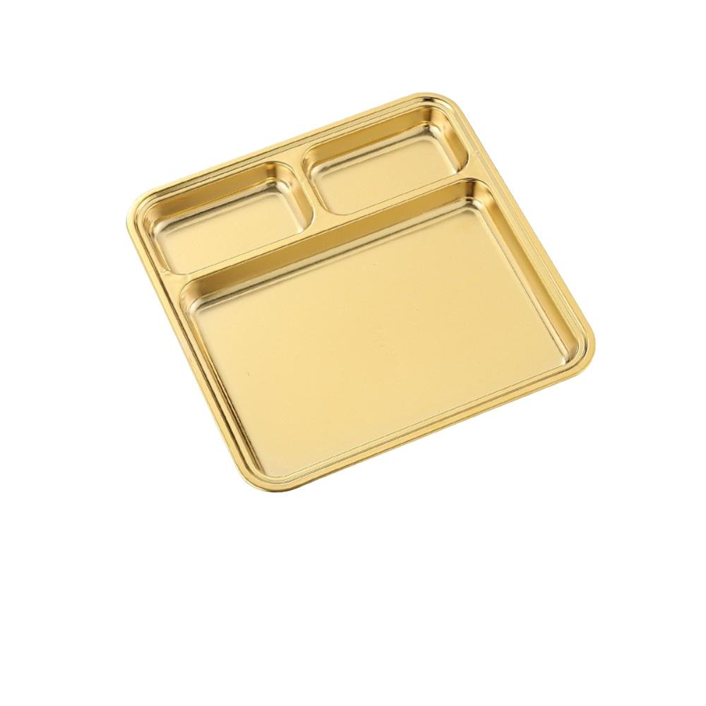 Multi-Compartment Stainless Steel Divided Meal Tray Rectangular Food Serving Plate Kitchen