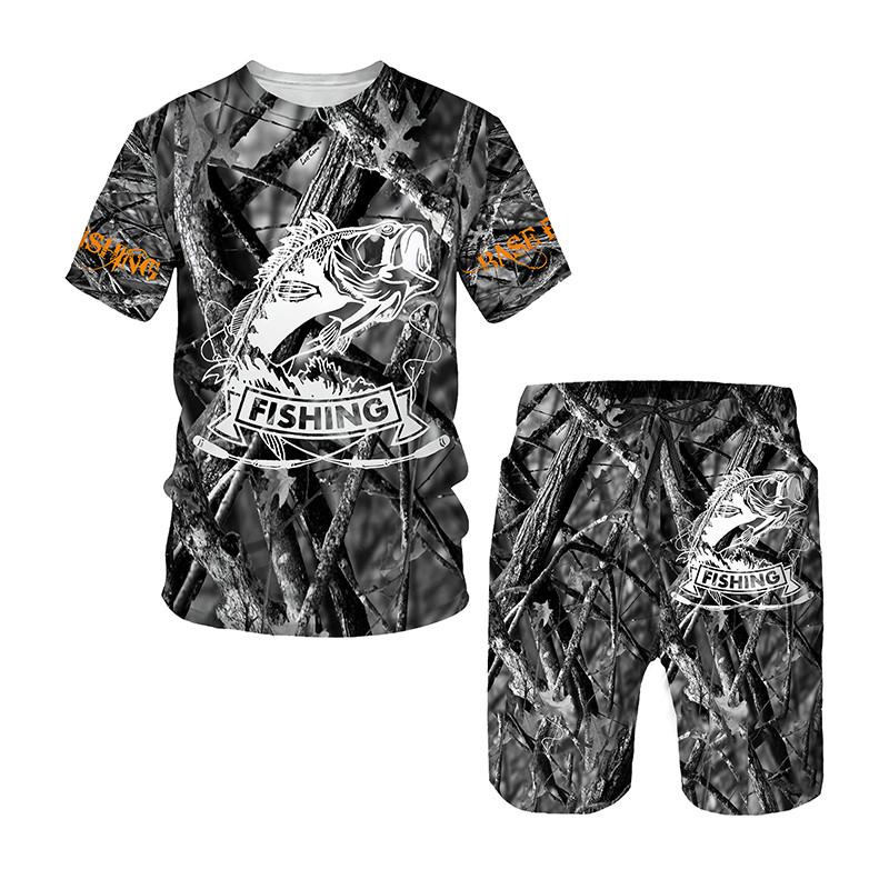 

Модные футболки с 3D принтом для рыбалки, шорты, комплекты, мужские спортивные костюмы, футболка большого размера с короткими рукавами, брюки, комплект, мужские костюмы, одежда L