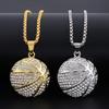 Gold-Plated Titanium Steel Hip-Hop Necklace with Diamond Basketball Pendant