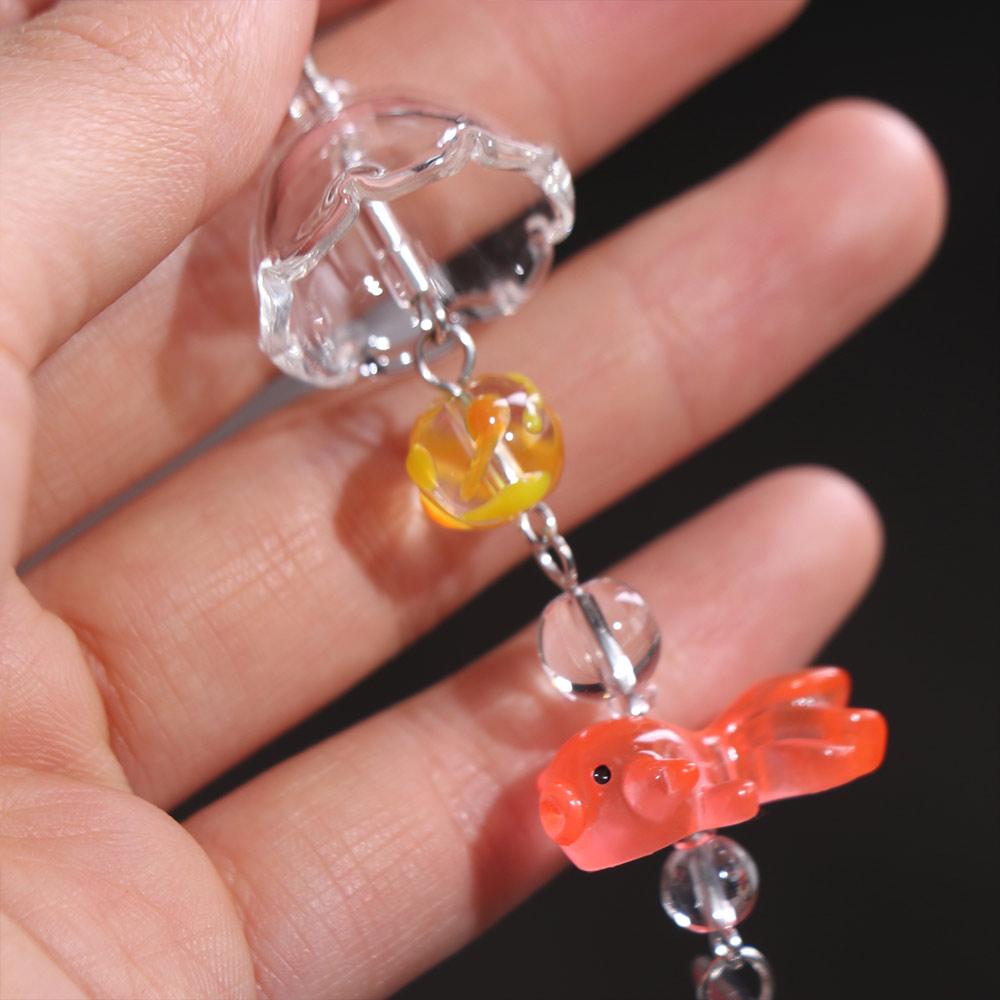 Bag Hanging Goldfish Wind Chime Pendant Car Decor Bead Phone Chain Goldfish Bead Keychain  Girl/Boy