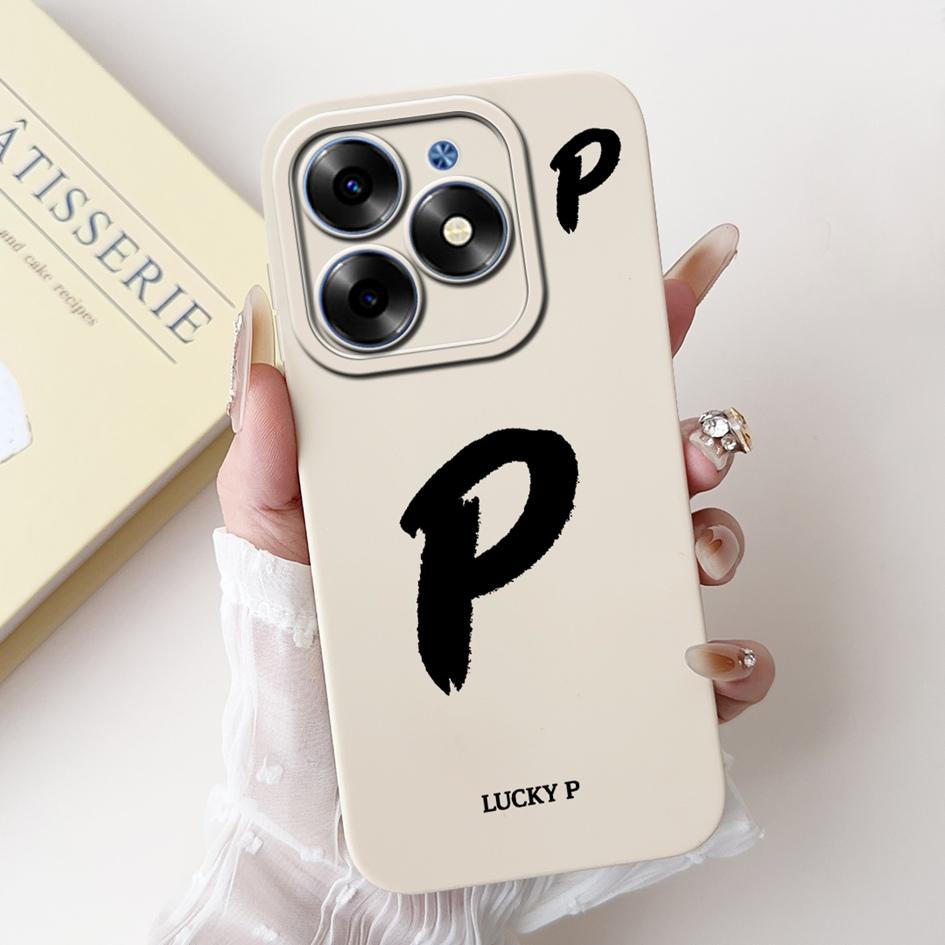 For Tecno Spark Go 2024 Case BG6 BG6i Pop 8 Simple A Z Letters Silicone Camera Protection Funda On Tecno Spark 20 20C Back Cover