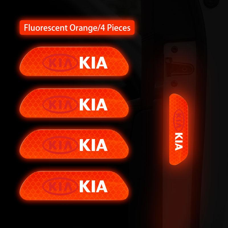 AHM1 4Pcs Car Door Reflective Stickers Safety Warning Mark For KIA Carnival Niro EV9 K8 Forte Cerato Sportage Ray EV Telluride Seltos