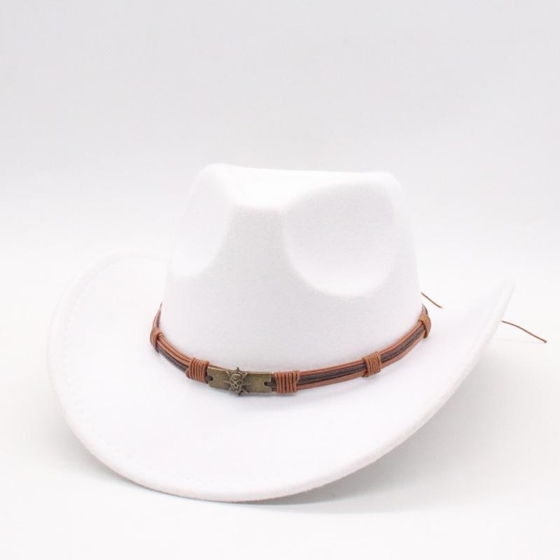 Western Cowboy Woll-Cowboy-Zylinderhut für Herren und Damen mit gekrempter Krempe, Ritterhut, Jazzhut, Filzhut