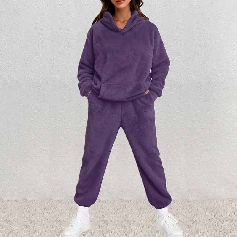 Women's Casual Long-Sleeved Sweatshirt And Sweatpants Set With Elastic Waist