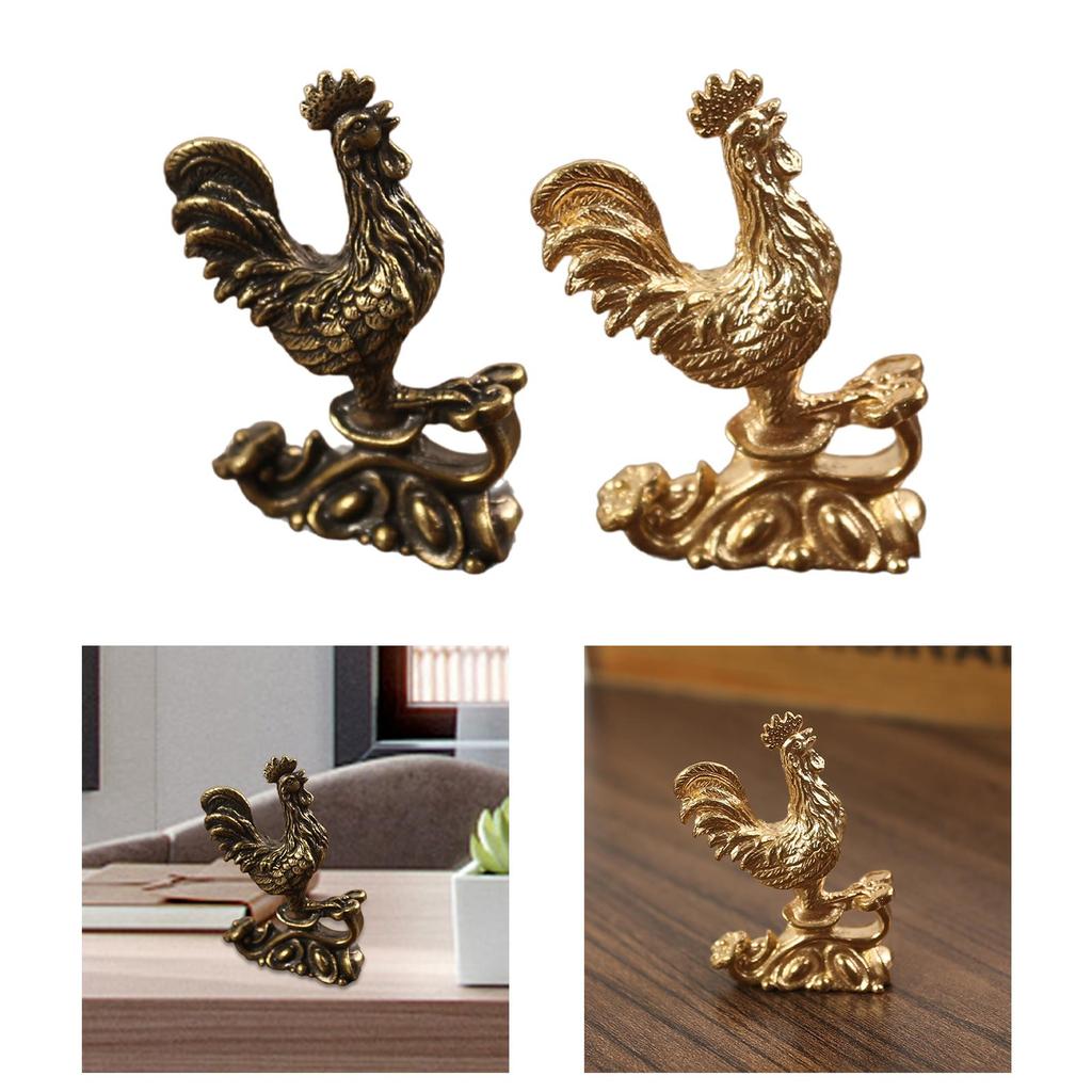 Chicken Figurine Cock Sculpture Desk Ornament Feng Shui Decor Rooster Statue for Anniversaries Party Hotel Housewarming