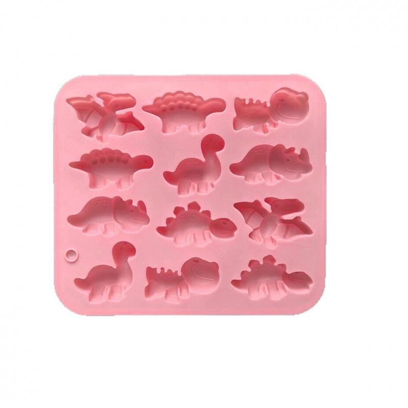 12-Hole Dinosaur Silicone Mold for Candy, Chocolate, Jelly, Ice Cubes, Mousse, and Cake Making
