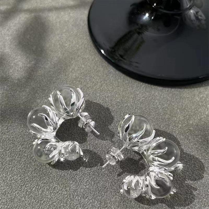 1 Pair Design Fantastic Earrings Ice Permeating Beaded Unique Earrings for Women Personality Earring Exquisite Minimalist