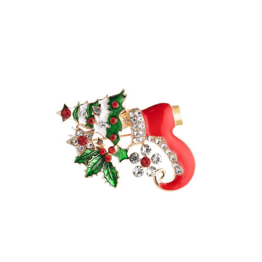 Boots Xmas Enamel Pin Versatile Christmas Oil Drop Brooch Cute Christmas  Brooch  Lady