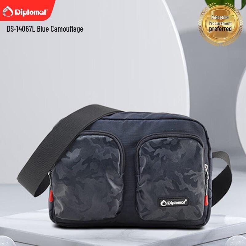 Diplomat Blue Camouflage Fabric Crossbody Bag