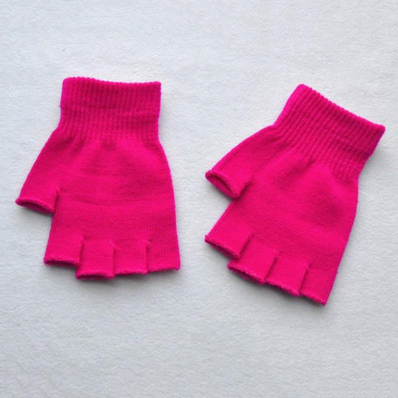New Hot Children Magic Knitted Gloves Kids Stretch Half Finger Glove Winter Warm Mittens Solid Fingerless Girls Soft Wrist