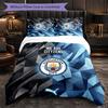 Manchester City Mønster 3-delt Sengetøysett Mykt Mikrofiber Dynetrekk med Putevar for Soverom
