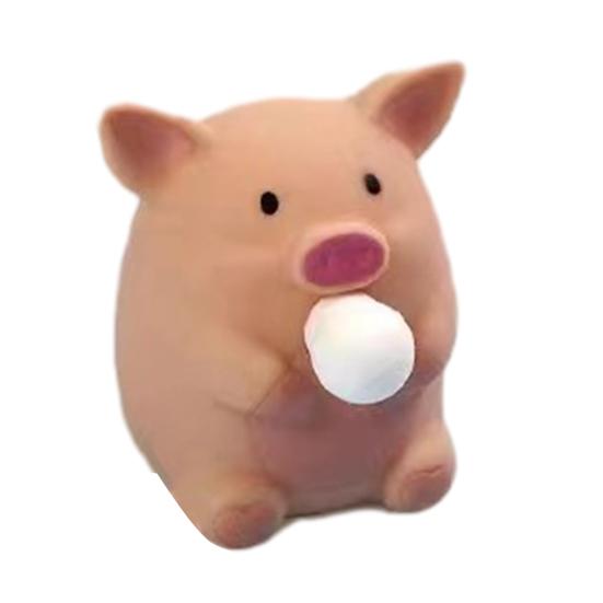 Bubble Blowing Pig Squeeze Toy Stress Relief Cartoon Pig Sensory Toy Soft Stretchy Animal Shape Home Office Desk Toy