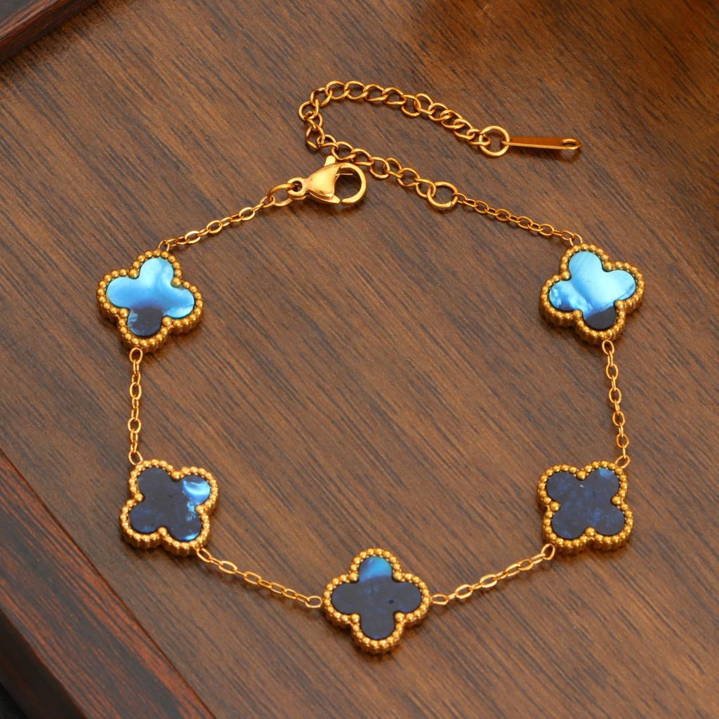 Four-leaf Clover Titanium Steel Bracelet Fashionable and Luxurious Jewelry for Women Colorfast and Simple