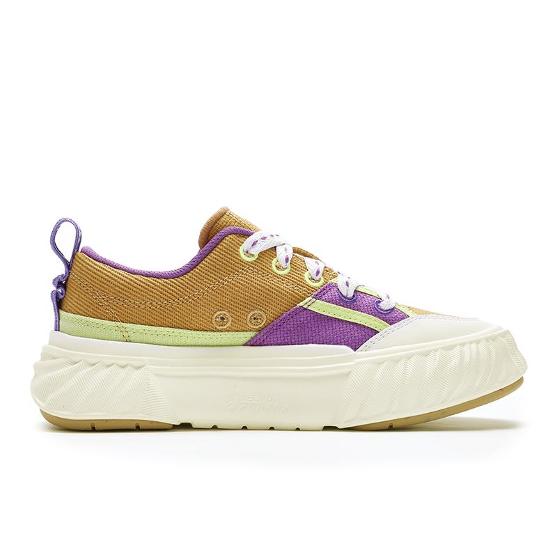 FILA Fosso Retro Series Multi-Color Patchwork Design Lace-Up Durable Low-Top Canvas Shoes Women sneaker Purple Yellow F12W432308FSG