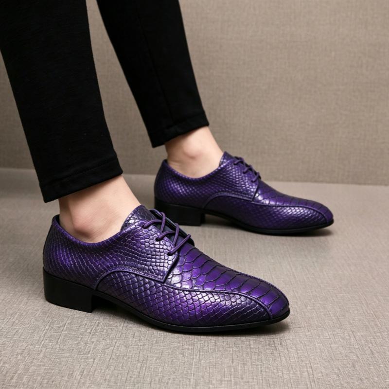 40-50 Men's Business Casual Leather Shoes 2026 Spring and Autumn Men's Snake Glossy Surface