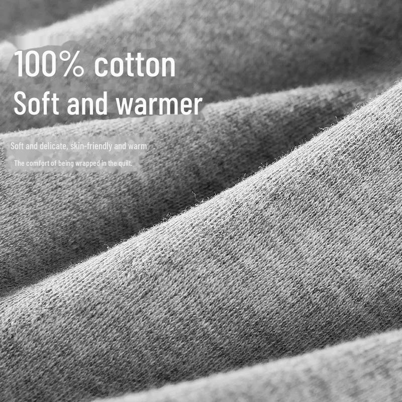 Arctic Fleece Cotton Men's Thermal Underwear Set: Lightweight Autumn/Winter Half-High Collar Top & Pants