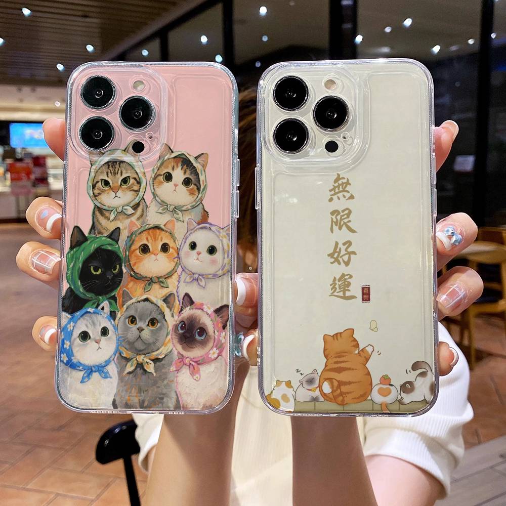Cute Popular Coffee Cat Cartoon Phone Case For iPhone 17 16e 16 15 14 13 12 11mini Pro Max X XR XSMAX 8 7 Air Plus Soft Cover