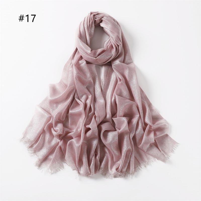 Spring and summer new solid color long scarf human cotton gold silk silver silk scarf women's monochrome long headscarf shawl
