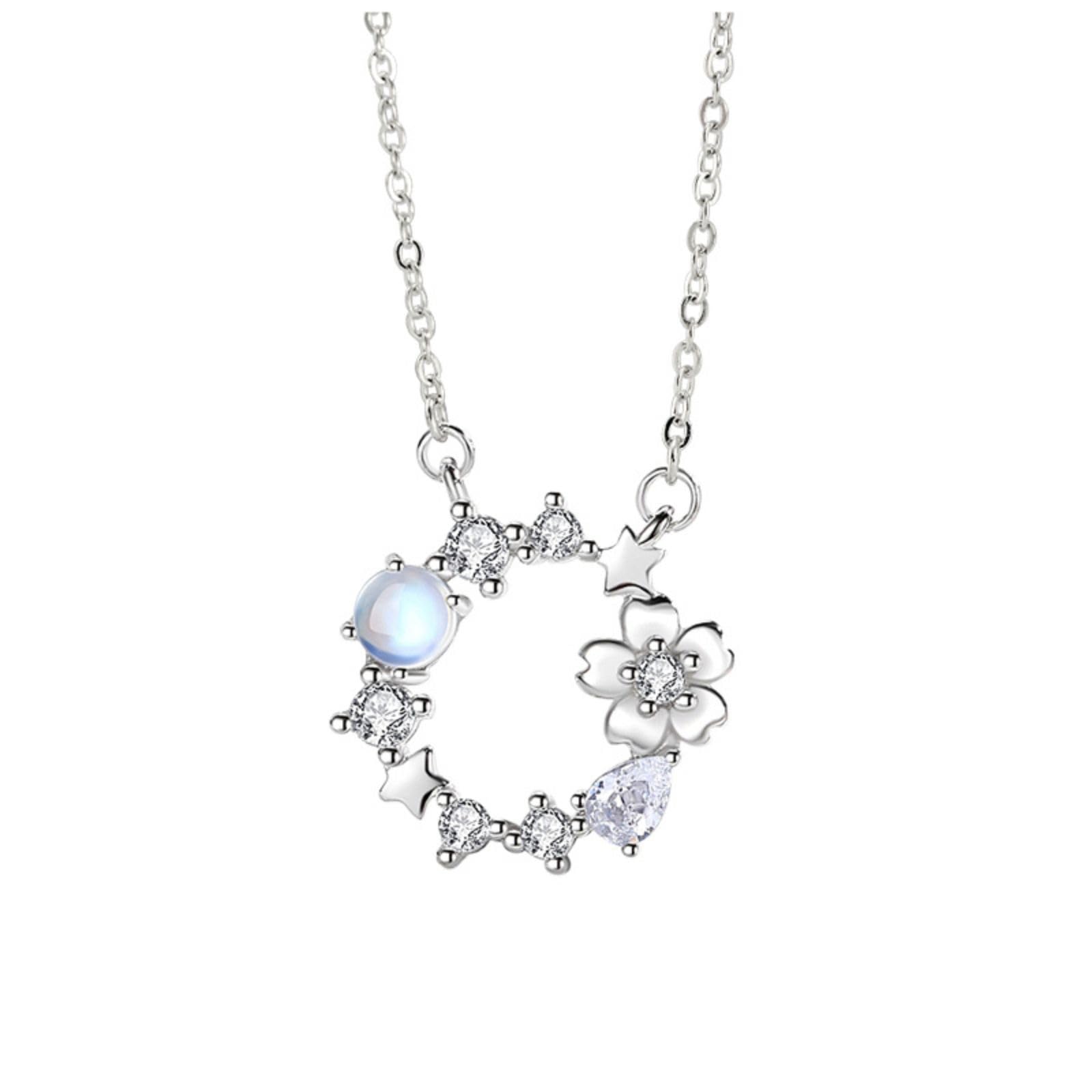 

Cherry Blossom Necklace for 925 Hypoallergenic to Cubic Ultra Light Adjustable Anniversary Daily Rose [ORIKIN] Women, Silver, Metals, Zirconia, 2.6g, срібний