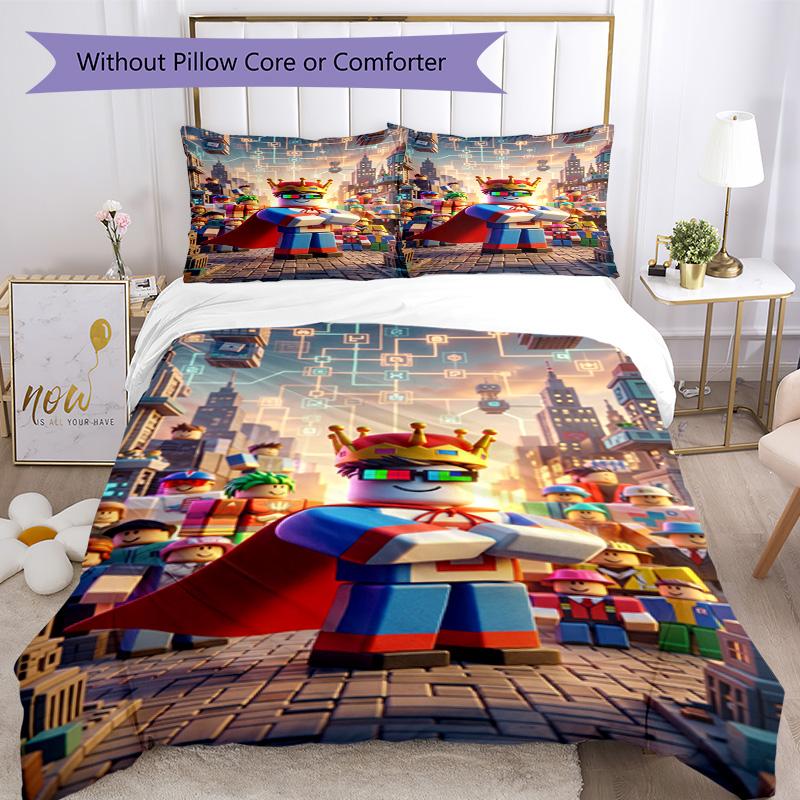 Roblox Bedding Set Breathable Duvet Cover with Pillowcases Decorative Bed Linen for Bedroom Home Decoration Birthday Gift
