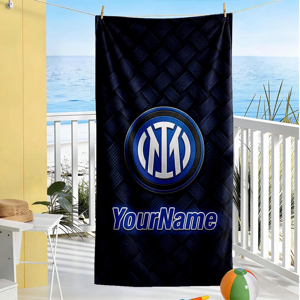 Inter Milan Customized Name Beach Towel Super Soft & Absorbent Portable for SwimmingBeachCamping Travel Beach AccessoriesGym